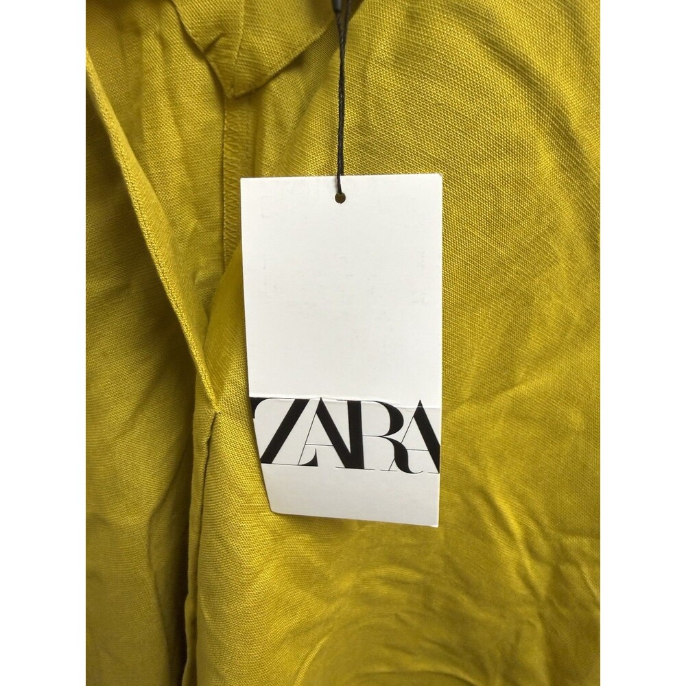 NWT Zara Yellow Linen Blend Kaftan Tunic Dress Size Small - Picture 3 of 11